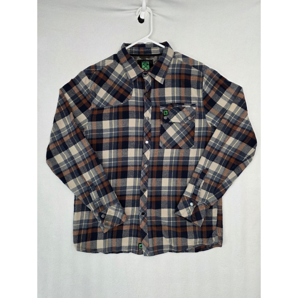 HippyTree Flannel Shirt Medium Brown Blue Plaid Cotton Outdoor Y2K Gorpcore